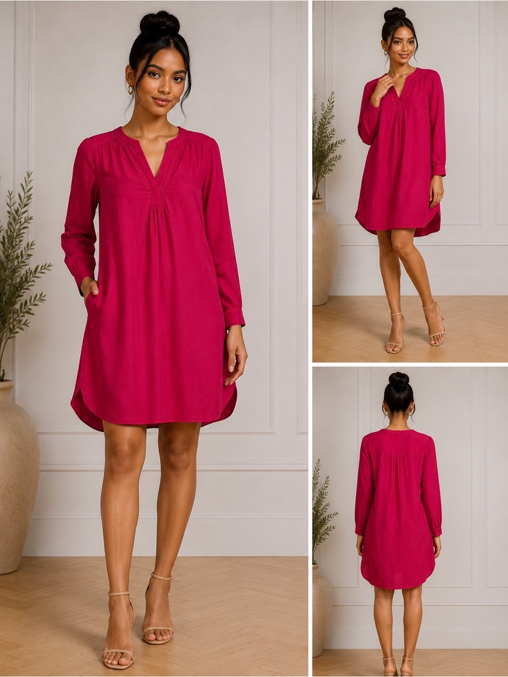 Uncle Frank Vibrant Pink Long Sleeve Tunic